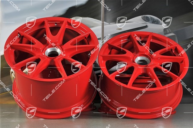 19-inch GT3 II wheel set, Guards red, front 8,5J x 19 ET53 + rear 12J x 19 ET63