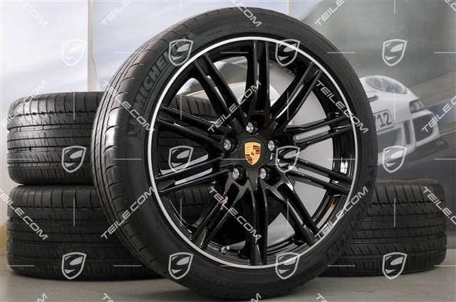 21" Sport Edition Sommerräder Satz, schwarz, Hochglanz, 4x Felgen 10J x 21 ET 50 + 4x Reifen 295/35 R 21 107Y XL, mit RDK