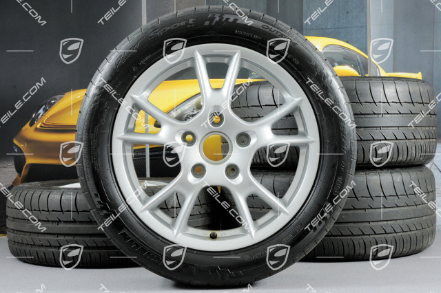 17-inch Boxster II summer wheel set, front 6,5J x 17 ET55 + rear 8J x 17 ET40 + NEW summer tyres