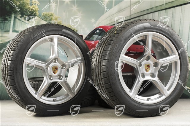 18" Boxster winter wheels set, rims 8J x 18 ET57 + 9,5J x 18 ET49, Pirelli Sottozero II winter tires, with TPMS