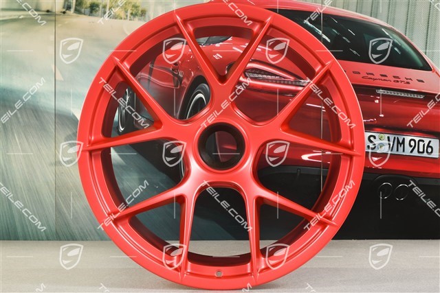 GT3RS Magnesium lightweight forged wheel rim set, 10J x 20 ET45 + 13J x 21 ET31, Pyro Red
