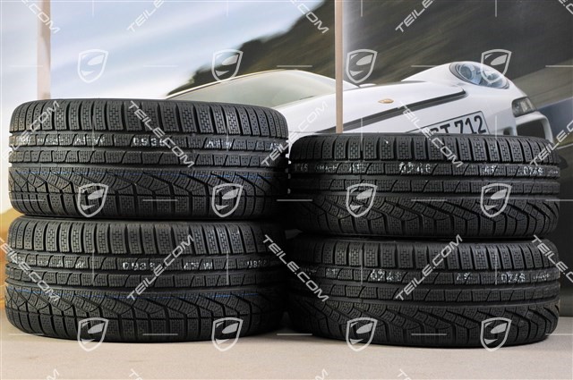 18" Boxster winter wheel set, 8J x 18 ET57 + 9J x 18 ET47 + winter tyres Pirelli Sottozero II 235/45 R18 + 265/45 R18, with TPMS.