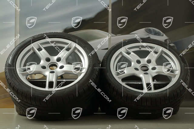 18-inch Boxster S winter wheel set (with tyres), front wheels 8J x 18 ET57 + rear 9J x 18 ET43 + NEW winter tyres 235/40 R18 + 255/40 R18