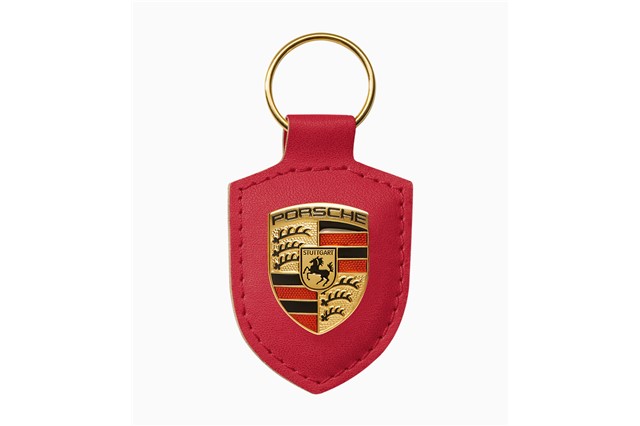 Porsche Schlüsselanhänger mit Wappen rot