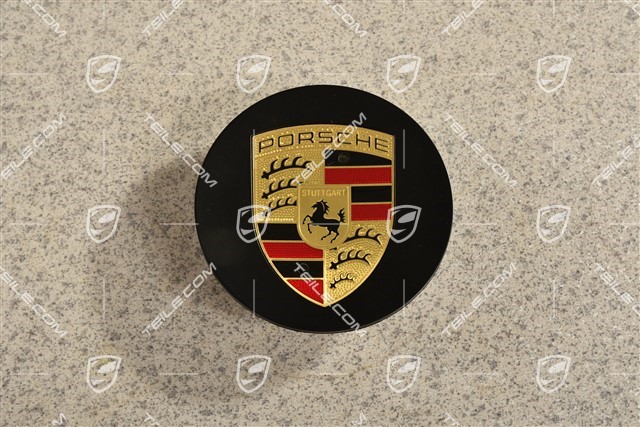 Center cap, concave,  coloured crest, black satin mat