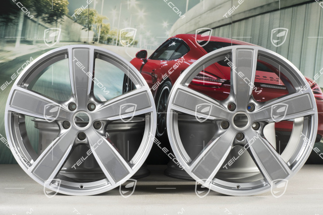 22-inch wheel rim set, Cayenne Sport Classic, 10J x 22 ET48 + 11,5J x 22 ET61, Platinum Silver