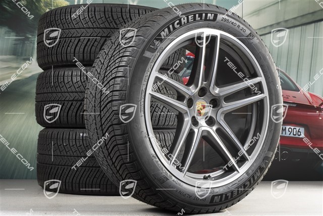 20" "Macan Turbo" Winterräder Satz, Felgen 9J x 20 ET26 + 10J x 20 ET19 + NEUE Michelin Latitude Alpin 5 Winterreifen 265/45 R20 + 295/40 R20, BORBET Titan, mit RDK-Sensoren