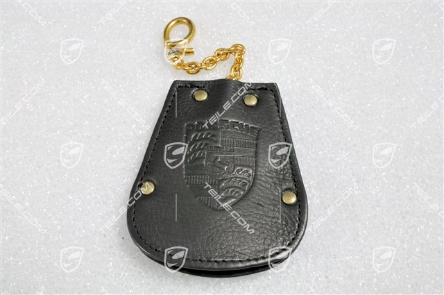 Key case, REUTTER logo + Porsche crest, leather black