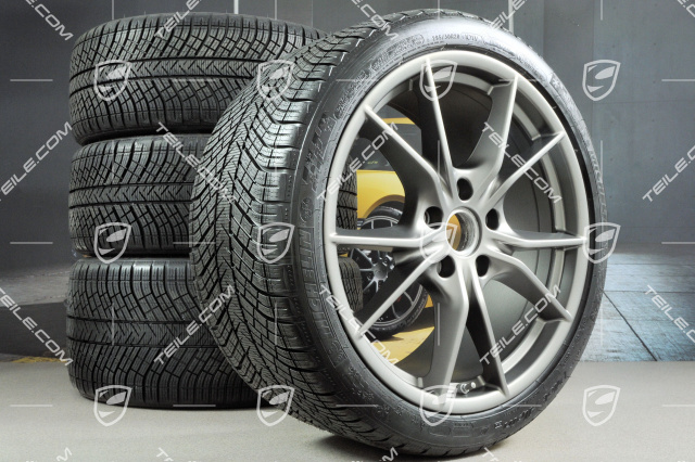 20" koła zimowe, komplet Carrera S (IV), felgi 8,5J x 20 ET49 + 11J x 20 ET78 + opony zimowe Michelin Pilot Alpin PA4 N1 245/35 R20 + 295/30 R20, kolor platinum (półmat)