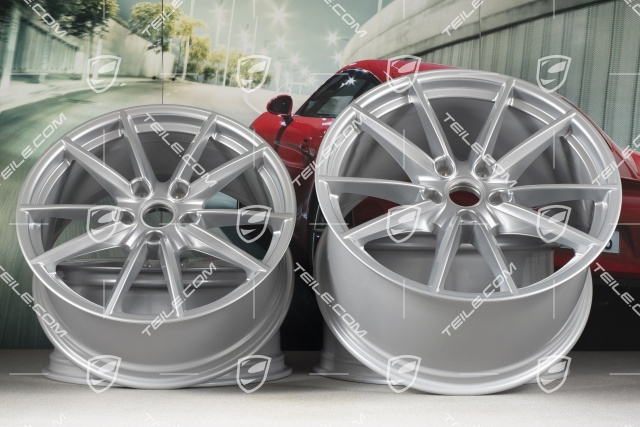 20+21-inch wheel rim set Carrera S, rims: front 8,5J x 20 ET53 + rear 11,5J x 21 ET67, Brilliant Chrome finish