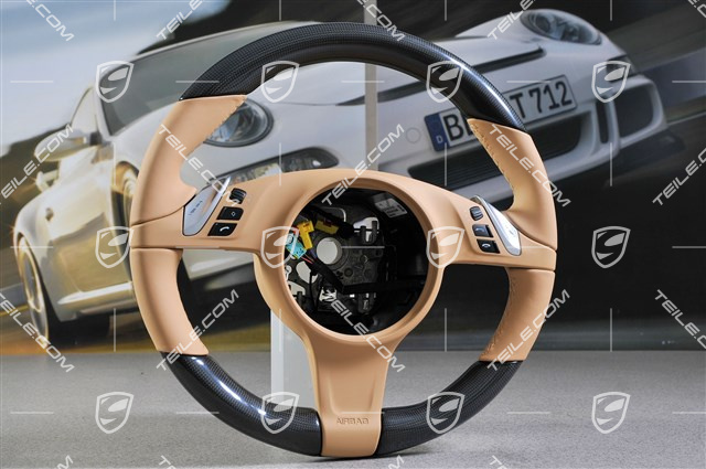 Steering wheel CARBON, multi-function, heated, Luxor Beige. Steering wheel CARBON, multi-function, heated, Luxor Beige.
