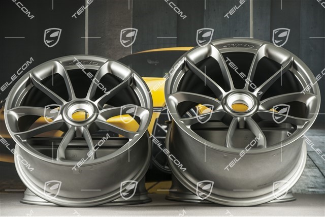 20"+ 21" GT3RS wheel rim set, with GT3RS logo, 9,5J x 20 ET50 + 12,5J x 21 ET48, platinum satin mat