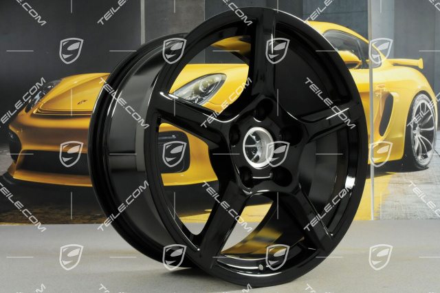 18-inch wheel rim set "Boxster", 8J x 18 ET57 + 9J x 18 ET47, black high gloss