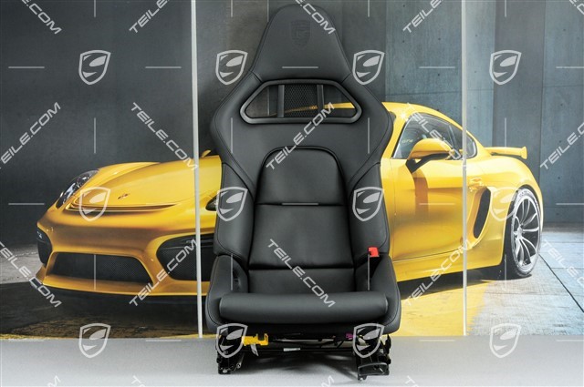 Sportowy fotel kubełkowy dla pasażera, składany, podgrzewane, czarna skóra z herbem Porsche, R