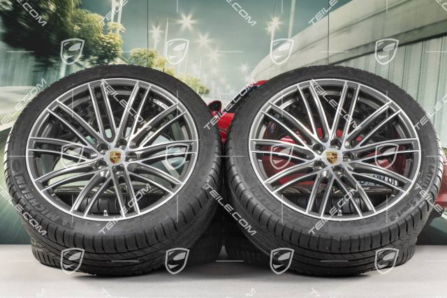 21" Turbo IV Design Sommerräder, Felgen 9,5J x 21 ET27 + 10J x 21 ET19 + NEUE Michelin Sommerreifen 265/40 R21 + 295/35 R21, mit RDK-Sensoren