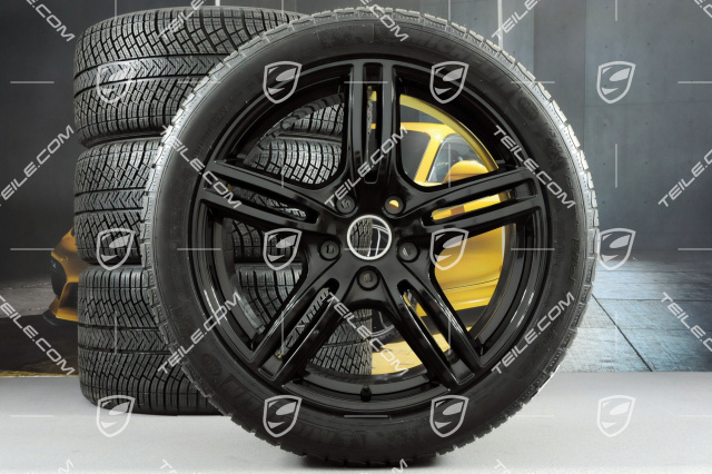 20" Koła zimowe "Panamera Turbo", felgi 9,5 J x 20 ET71 + 10,5 J x 20 ET71 + NOWE opony zimowe Michelin Pilot Alpin 4 275/40 R20 + 315/35 R20, czarne wysoki połysk