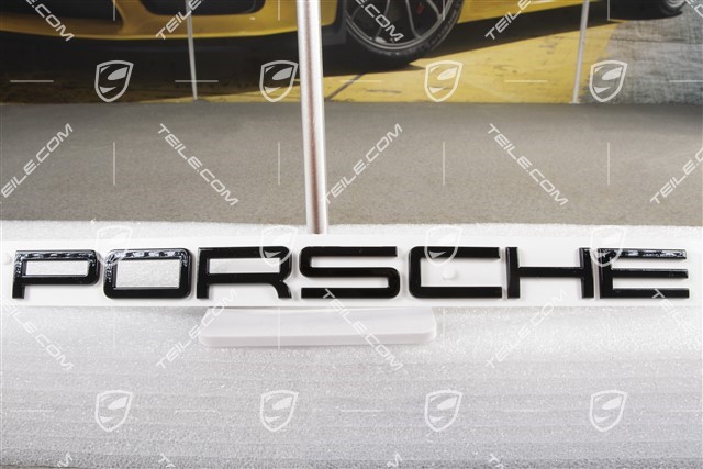 Logo PORSCHE, black, high gloss, GTS/Black Edition