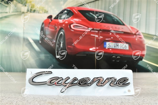 Badge / Emblem CAYENNE Chrome on a black background