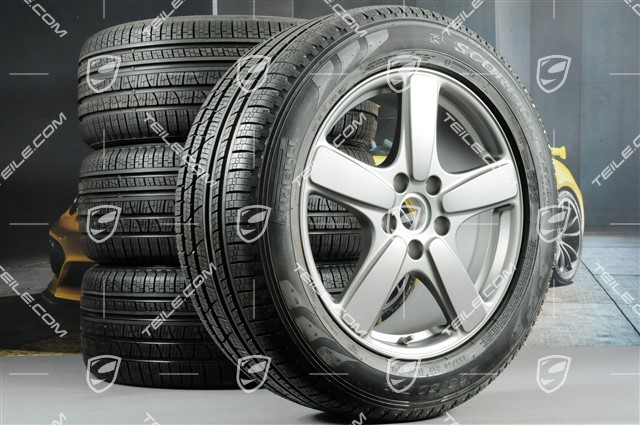 19" winter wheels set Cayenne Sport Classic, rims 8,5J x 19 ET59 + Pirelli winter tires 265/50 R19, Platinum (semigloss), with TPM