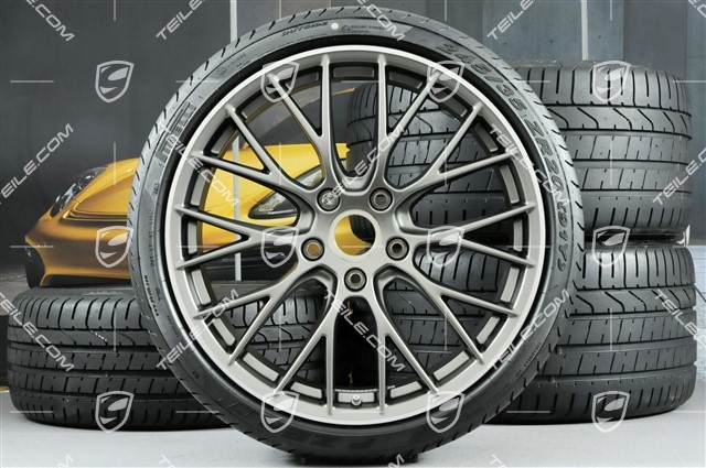 20" Sommerräder Satz RS SPYDER Design, Felgen 8,5J x 20 ET49 + 11,5J x 20 ET56 + Sommerreifen 245/35 R20 + 305/30 R20, in Platinum (seidenglanz)