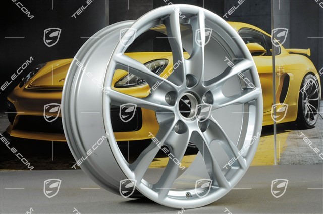 19-inch Boxster S III wheel set, 8J x 19 x ET 57 + 9,5J x 19 x ET 45, wheel spokes in rhodium silver metallic