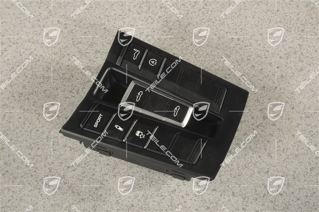 Control panel / switchboard centre console, Targa, black matte/ hi-gloss chrome
