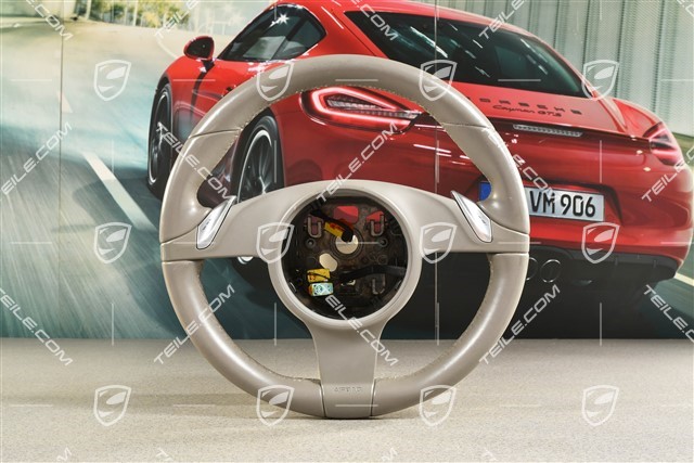 Steering wheel, Basic, Smooth Leather, Platinium Grey, PDK transmission