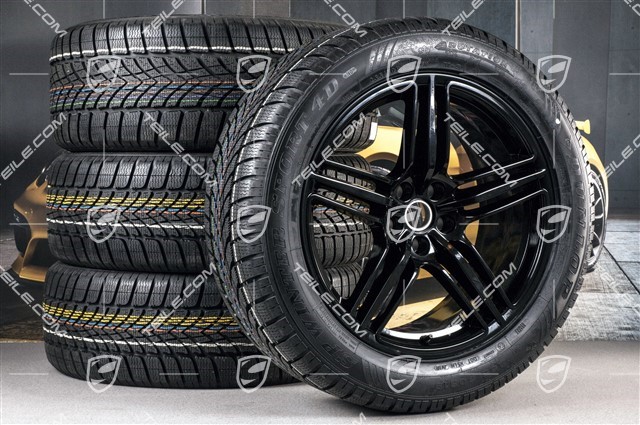 19-inch "Macan Design" winter wheels set, rims 8J x 19 ET21 + 9J x 19 ET21 + NEW Dunlop winter tyres 235/55 R 19 + 255/50 R 19, with TPMS, black high gloss