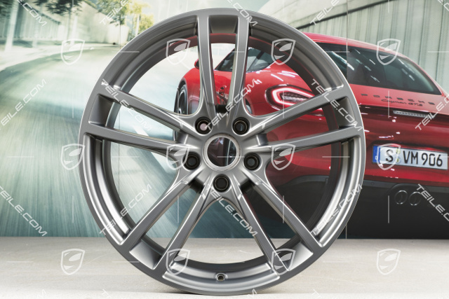 21-inch wheel rim set Cayenne Turbo, 11J x 21 ET58 + 9,5J x 21 ET46, Platinum Satin Matt