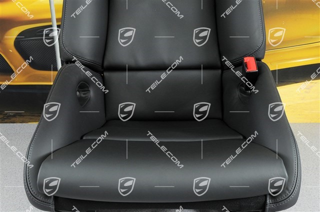 Bucket seat, collapsible, heating, leather Black with Porsche crest, right seat, R