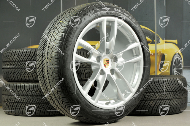 19" winter wheel set Boxster S, rims 8J x 19 ET57 + 9,5J x 19 ET45, tyres Michelin Pilot Alpin 4 235/40 R19 + 265/40 R19, with TPMS.