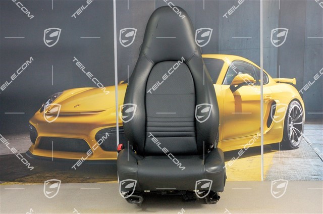 Seat, manual adjustable, leather, Black, damaged, L