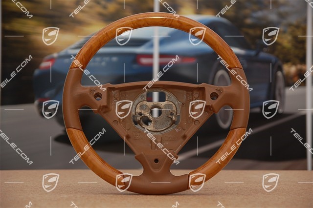 Steering wheel, havanna leather + wood, light olive grain, multifunction