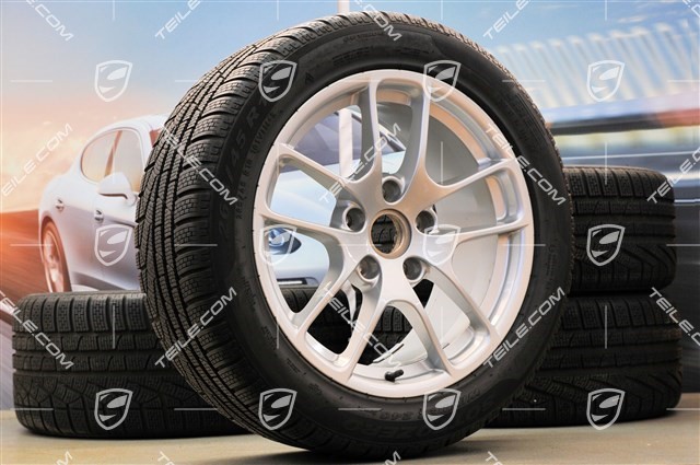 18-inch winter wheels set "Cayman", rims 8J x 18 ET57 + 9J x 18 ET47 + NEW winter tyres Pirelli SottoZero2 N0 235/45 R18 + 265/45 R18, without TPM sensors