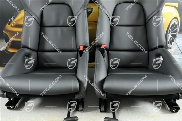 Bucket seats, collapsible, heating, leather, black, very good condition, L+R