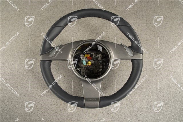 Steering wheel, Basic, Smooth Leather, Sea blue, PDK transmission