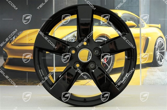 19-inch Cayman S wheel set, 8J x 19 x ET 57 + 9,5J x 19 x ET 45, black high gloss