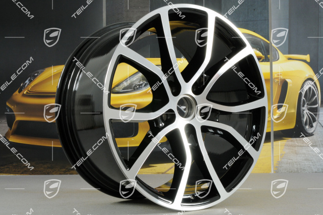 21-inch wheel rim set Cayenne ExclusiveDesign, 11J x 21 ET58 + 9,5J x 21 ET46, black high gloss