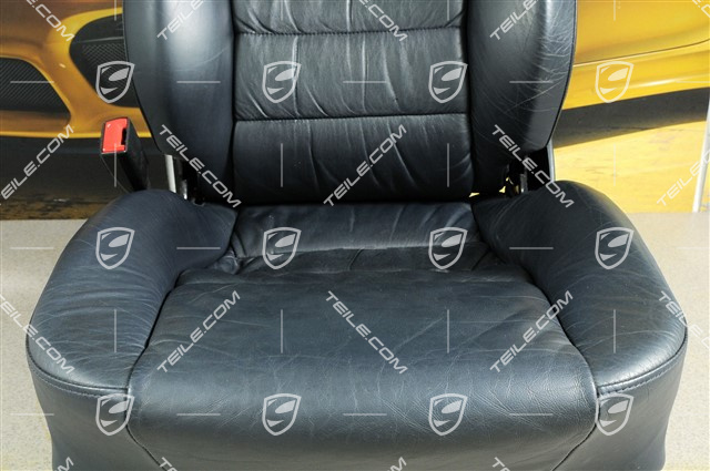 Sitz, el einstellbar, Leder, Metropolblau, Raffleder, Porsche Wappen, L