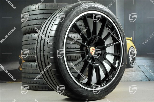 21-inch Cayenne SportPlus wheel set, wheels 10Jx21 ET50 + 10Jx21 ET45, tyres 295/35 R21Y, in black