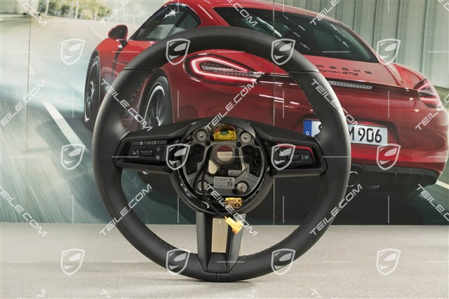 Multifunction steering wheel, Leather, Black/Black
