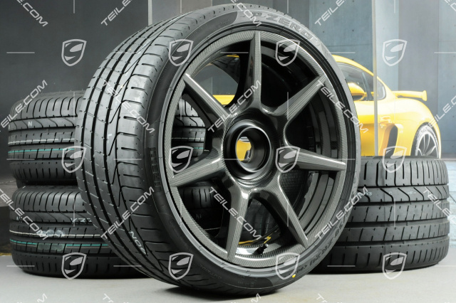 20" 911 Turbo Carbon summer wheel set, wheel rims 9J x 20 ET51 + 11,5J x 20 ET56 + summer tires 245/35 R20 + 305/30 R20, with TPMS