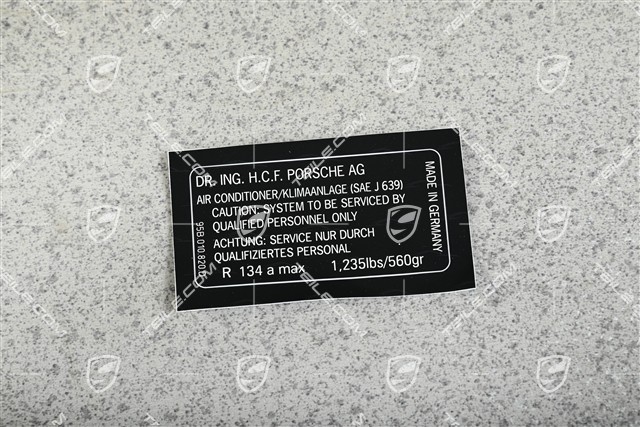 Notice sticker for A/C Refrigerant