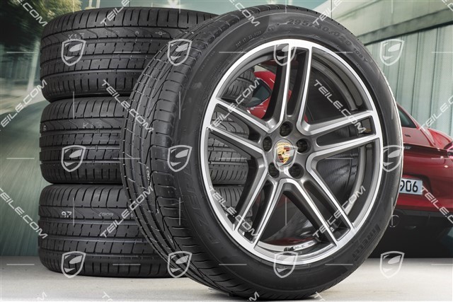 20-inch Turbo summer wheels set, rims 9J x 20 ET26 + 10J x 20 ET19 + NEW Pirelli summer tyres 265/45 R20 + 295/40 R20, with TPMS, Titanium