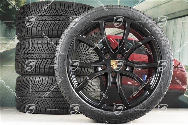 21-inch Cayenne COUPE Exclusive Design winter wheel set, rims 9,5J x 21 ET46 + 11,0J x 21 ET49 + Michelin Pilot Alpin 5 winter tyres 275/40 R21 + 305/35 R21, with TPMS,  black satin-mat