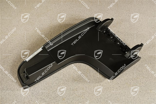 Armrest, centre console, leather with embossed Porsche crest, Black