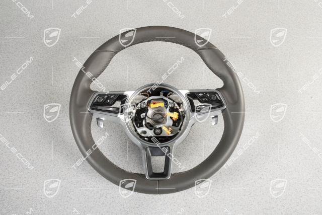 Multifunction steering wheel, 3-spoke, heated, Leather, Agate grey