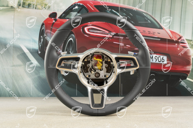 Sports steering wheel, without compass, without heating, leather black