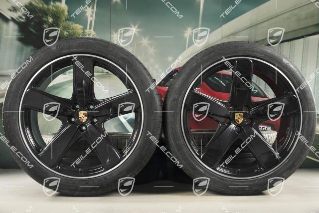 21-inch "Sport Classic" black (high gloss) summer wheels set, rims 9J x 21 ET26 + 10J x 21 ET19, Continental summer tyres 265/40 R 21 + 295/35 R 21, with TPMS