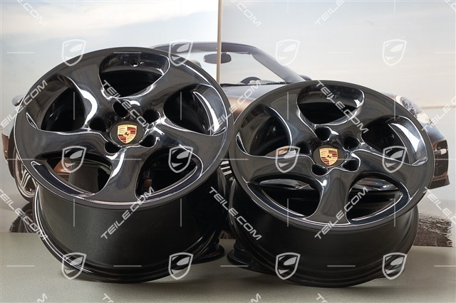 18-inch Turbo Look II wheel set, 8J x 18 ET50 + 11J x 18 ET45, black
